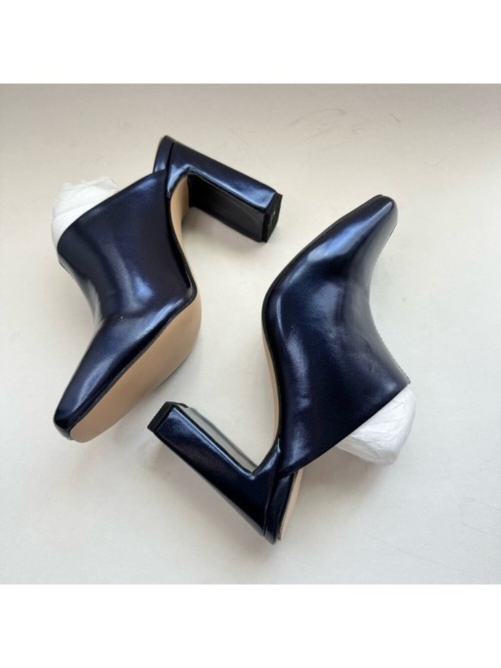 Women Mules Slip On High Heel Mule Dark Blue Size 8 FSJ